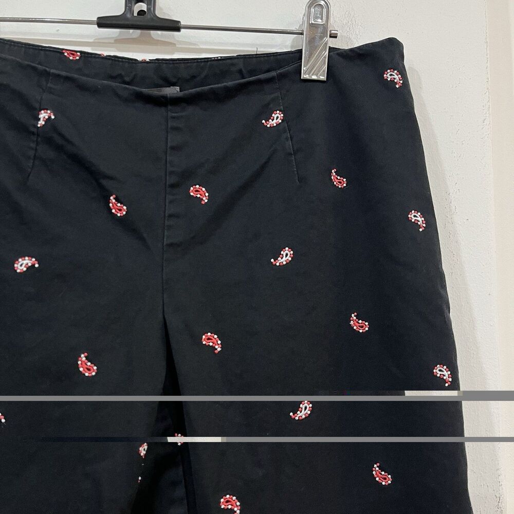 Liz Claiborne Black Paisley Embroidered Pants Size 6 Petite - Picture 2 of 5